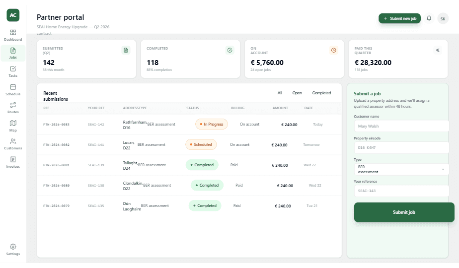 Partner portal - job submission and tracking dashboard