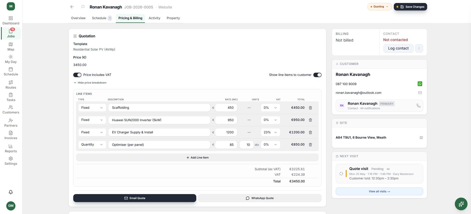Quote builder - line items with online acceptance link