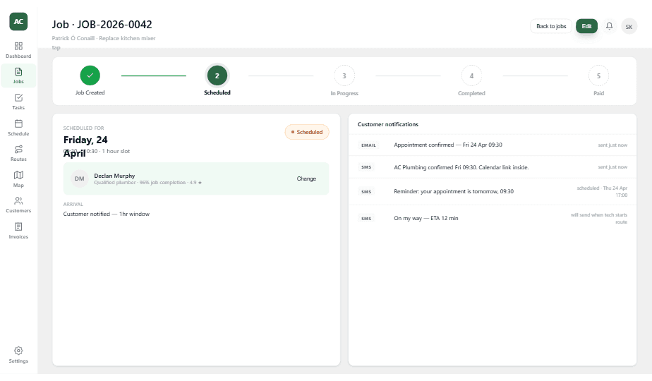 Job scheduling - calendar view with team assignments