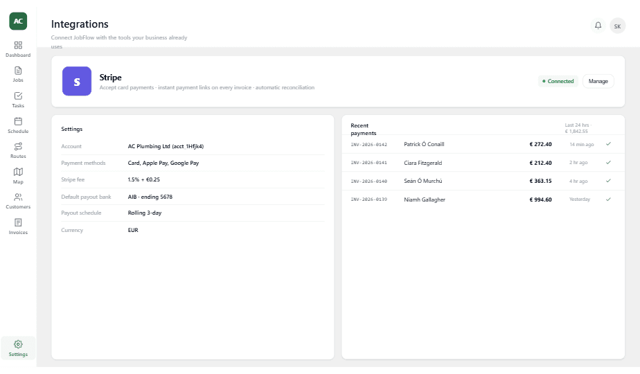 Stripe Connect screenshot